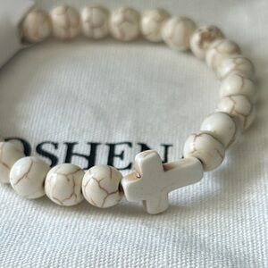 Oshena Designer Beachwear natural white turquoise Beaded cross Bracelet UNISEX